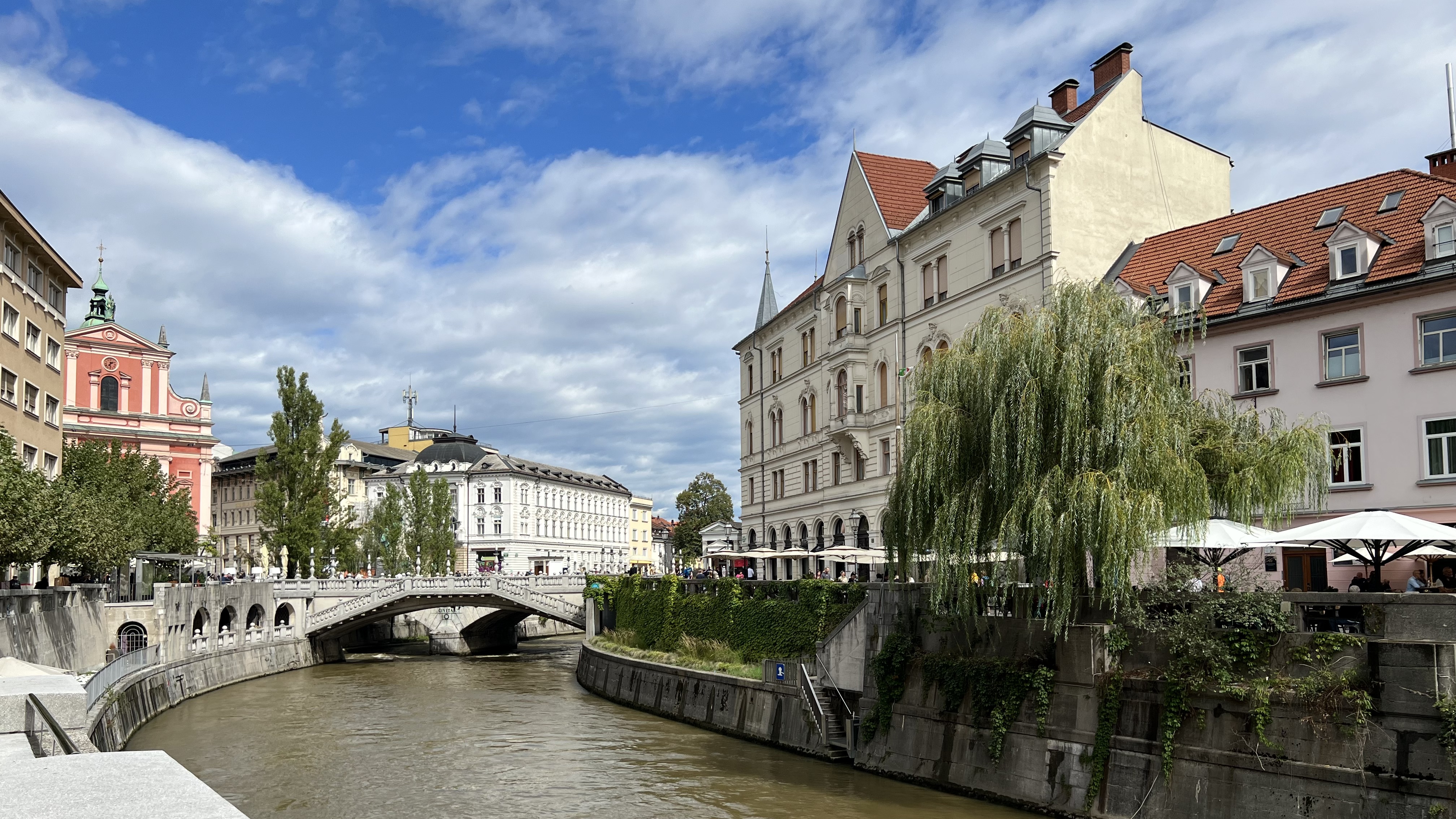 Picturesque Ljubljana in Slovenia has many interesting statues and beautiful bridges.