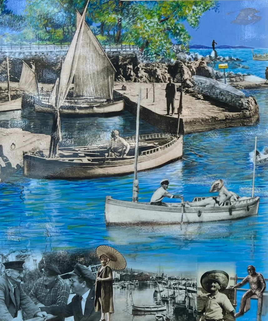 Image of Opatija's busy waterfront when barkajoli rowed passengers and ladies strolled with parasols.