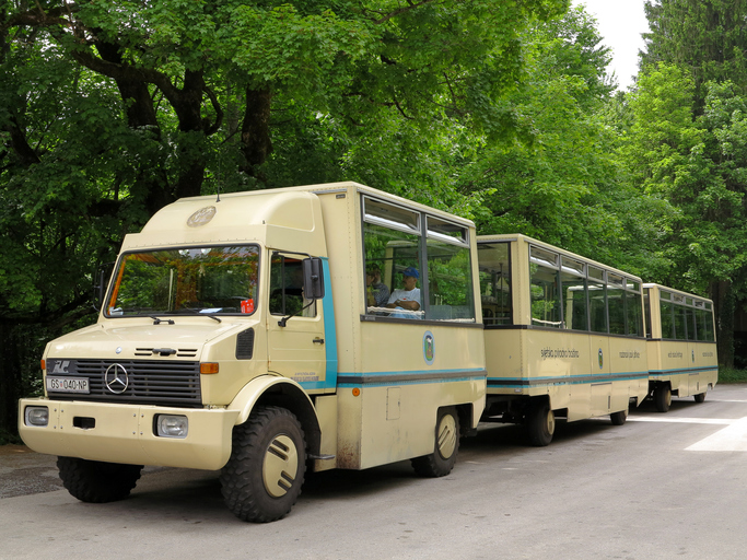 A "panoramic train" at Plitvice Lakes National Park in Croatia.