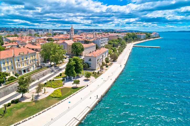 A waterfront aerial view of Zadar in the Dalmatia region of Croatia